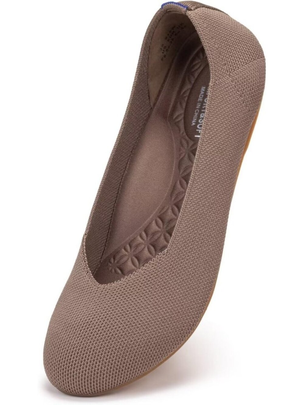Comfortable Women's Wide Width Ballet Flats - Round Toe, Knit Design, Arch